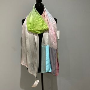 Alice Berry 100% Silk Hand made Large Pachmina Scarf Striped Colorblock 22 x90"